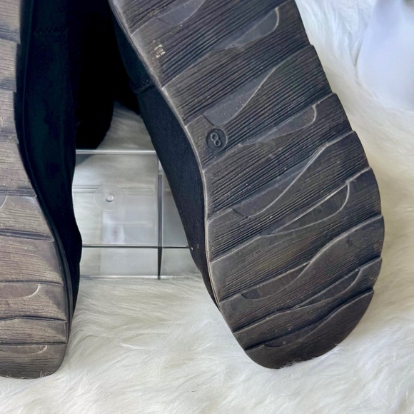 Muk Luks Kelby Black Knit Cuff Faux Suede Cozy Fold-Over Ankle Boots Size 8 - Picture 10 of 11